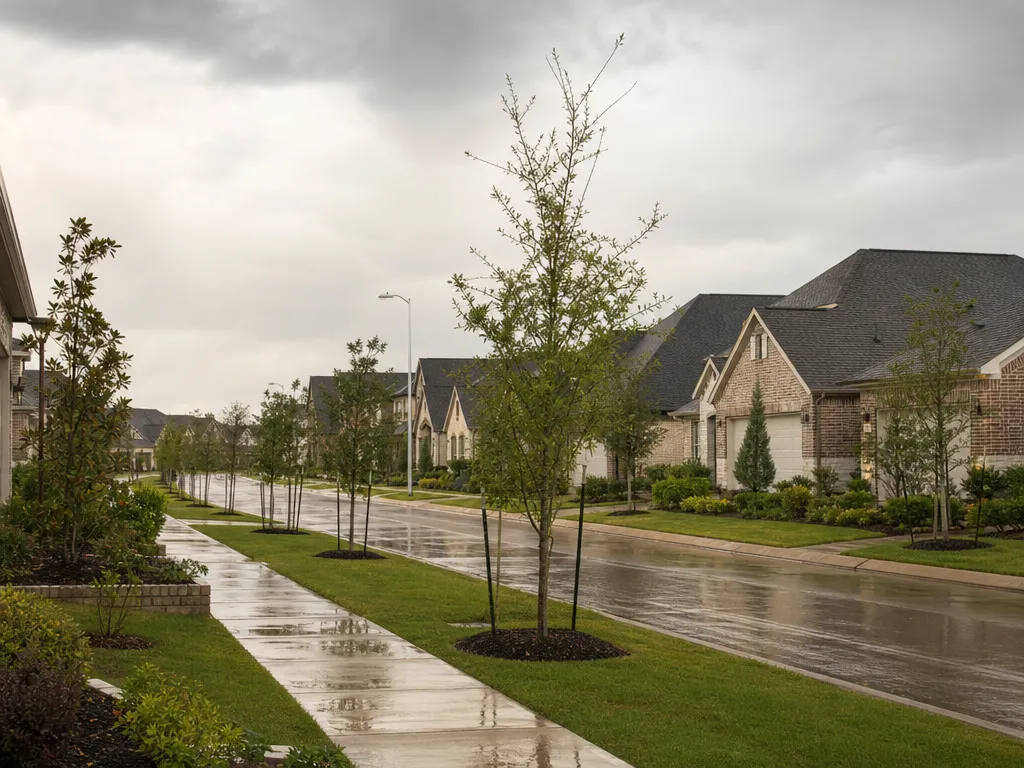 Residential street in Cypress, TX